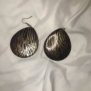 Gold sparkly zebra print earrings